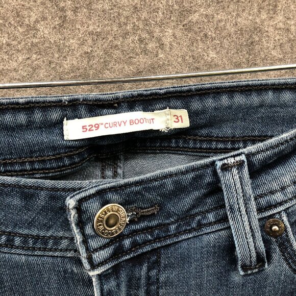 Levi's 529 Curvy Bootcut Jean Womens 31 Blue Dark Wash Stretch Mid Rise - Picture 5 of 13